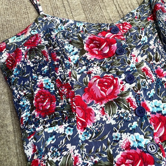 Vintage Romantic Peony Garden Floral Wide Short Romper Jumpsuit - Picture 3 of 12